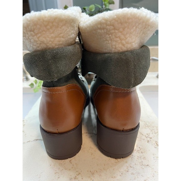 Skechers Air Cooled Memory Foam Lace Up Suede Leather Boots Green Size 10 New - Picture 2 of 11